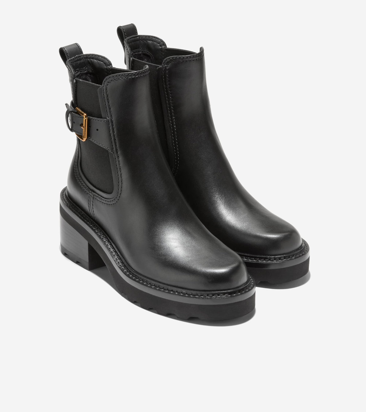 Women's Shibley Waterproof Lug Buckle Booties-Black