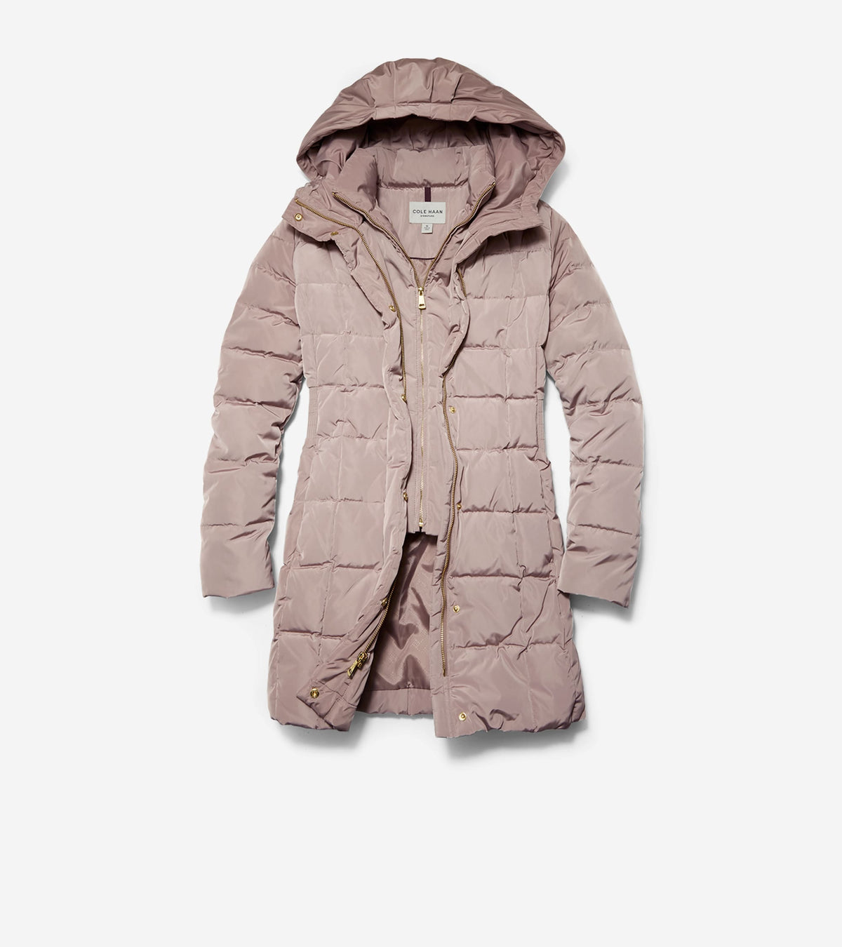 Women's 32" Signature Hooded Taffeta Down Coat-Cashew