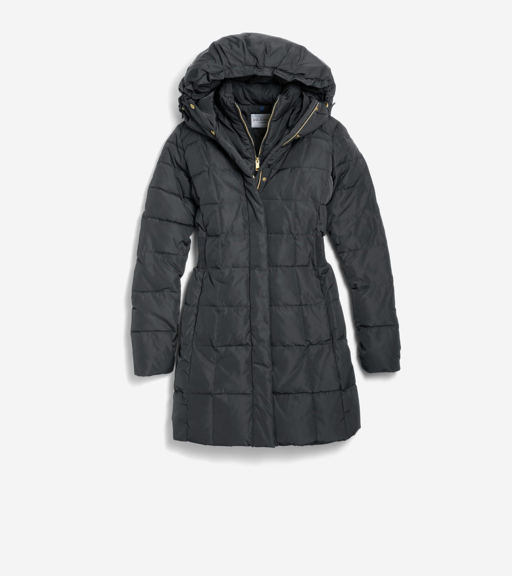 Women's 32" Signature Hooded Taffeta Down Coat-Black