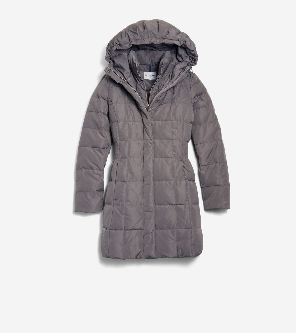 Women's 32" Signature Hooded Taffeta Down Coat-Carbon