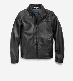 Men's Smooth Lamb Shirt Jacket-Black