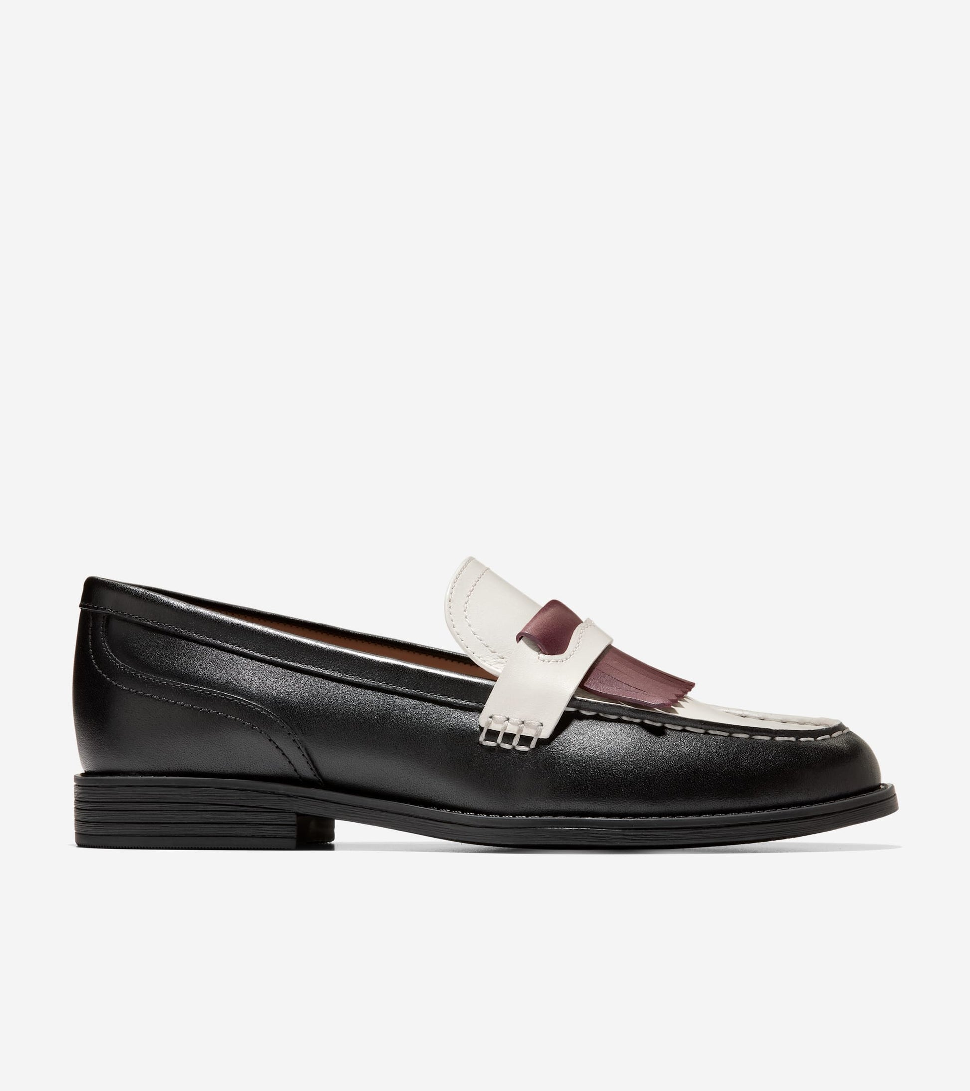 Women's Stassi Kiltie Loafers-Ivory-Black-Garnet