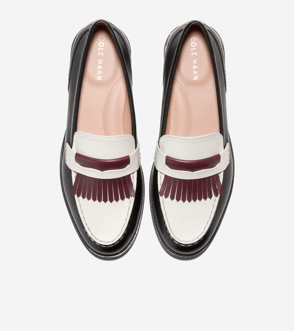 Women's Stassi Kiltie Loafers-Ivory-Black-Garnet