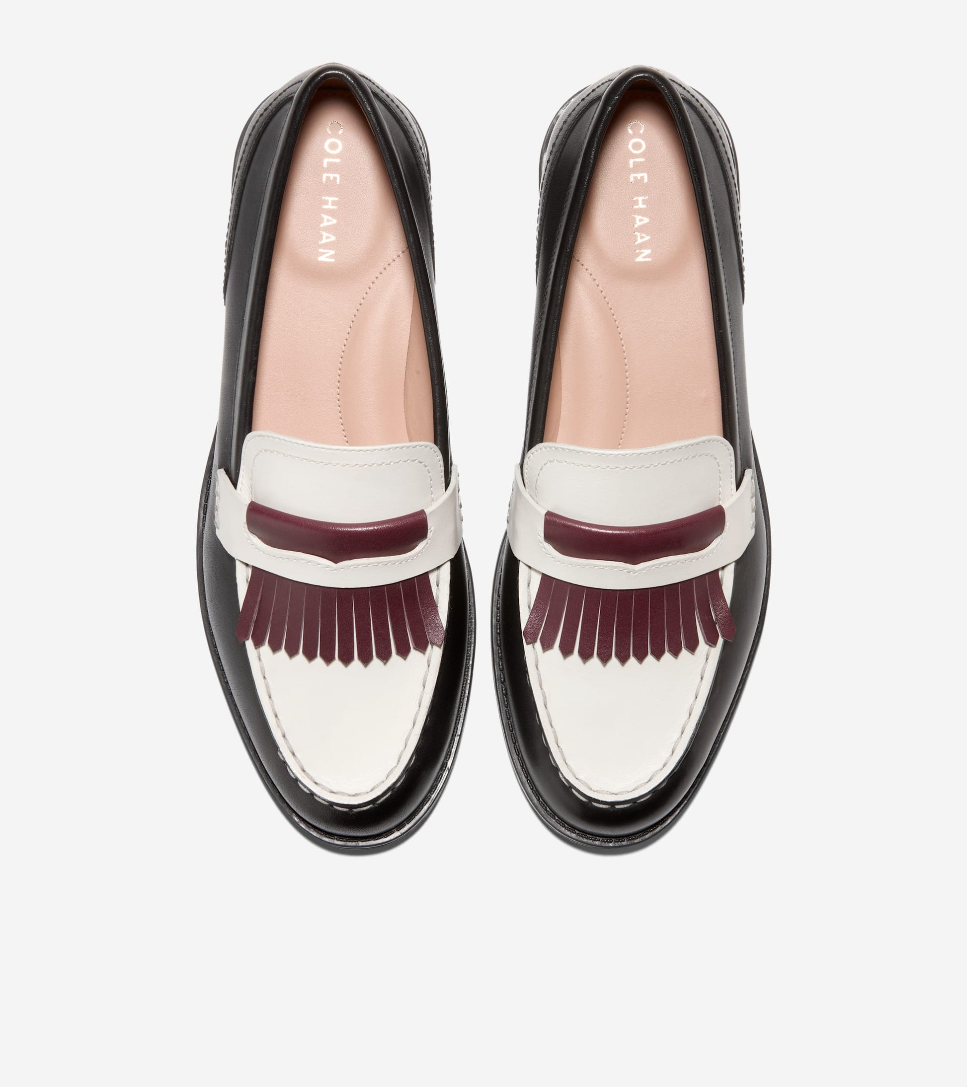 Women's Stassi Kiltie Loafers-Ivory-Black-Garnet