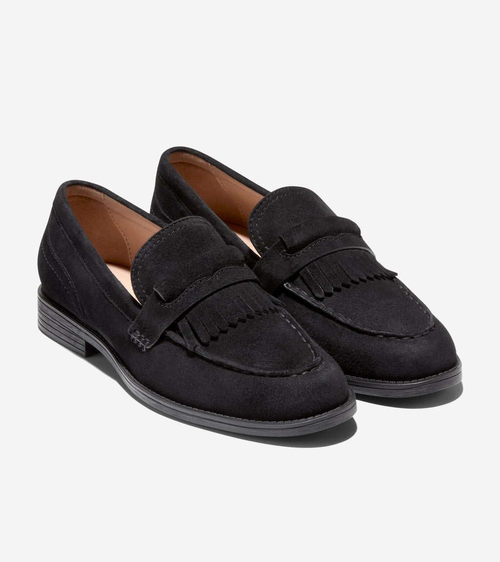 Women's Stassi Kiltie Loafers-Black Suede