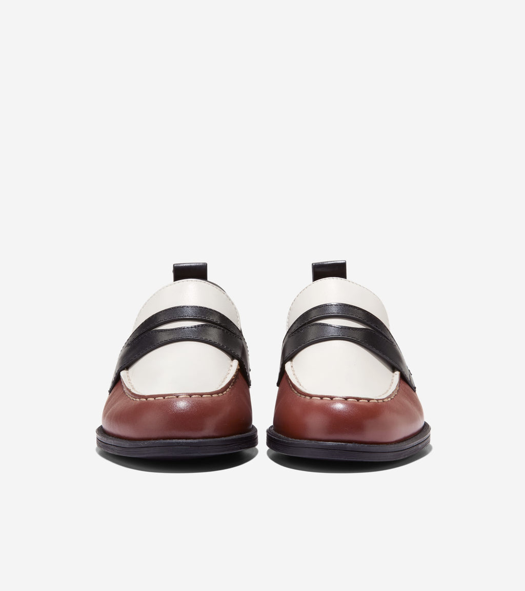 Women's Stassi Penny Loafers-Dark Cuoio-White-Black