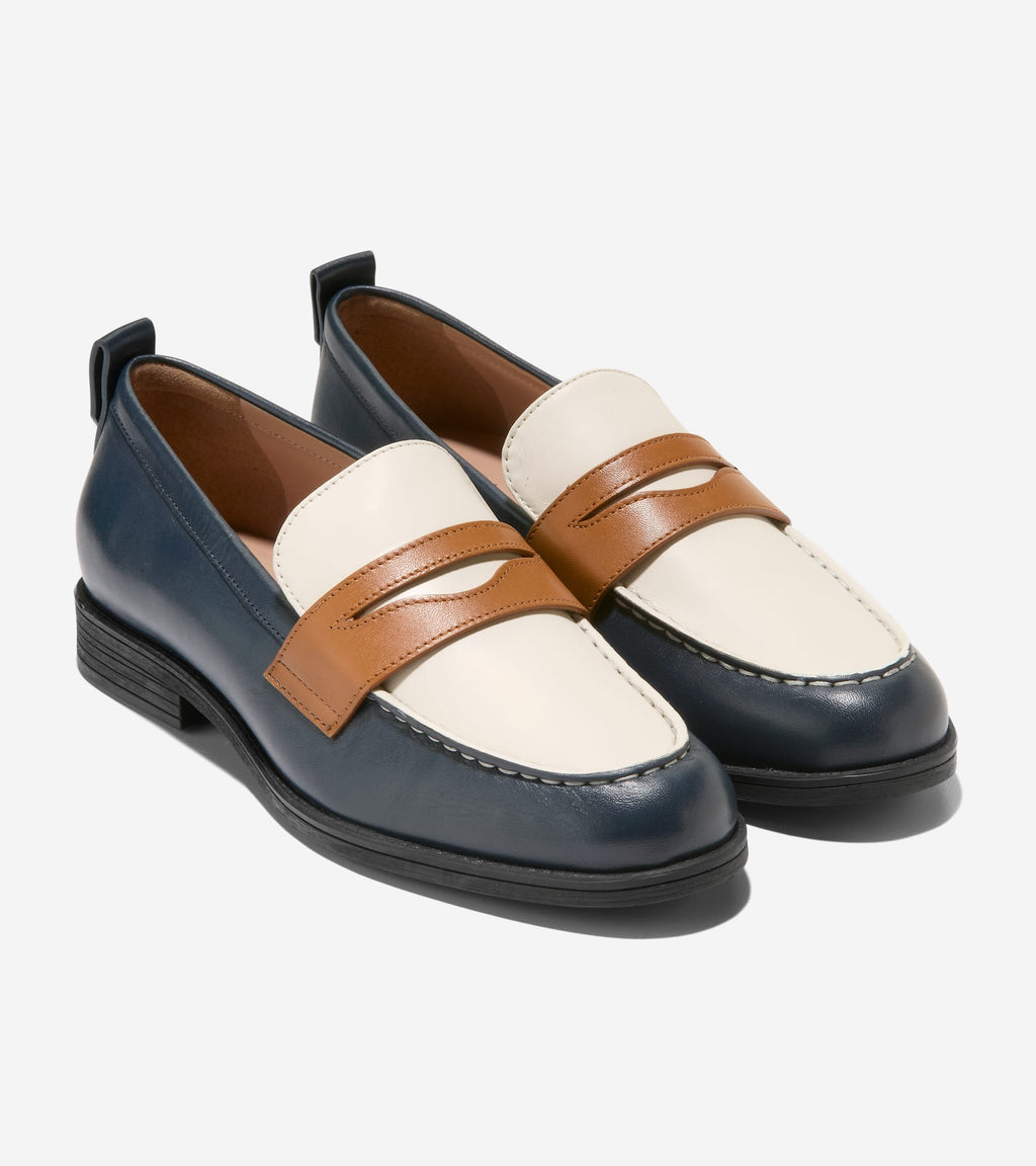Women's Stassi Penny Loafers-Navy-Ivy-Pecan
