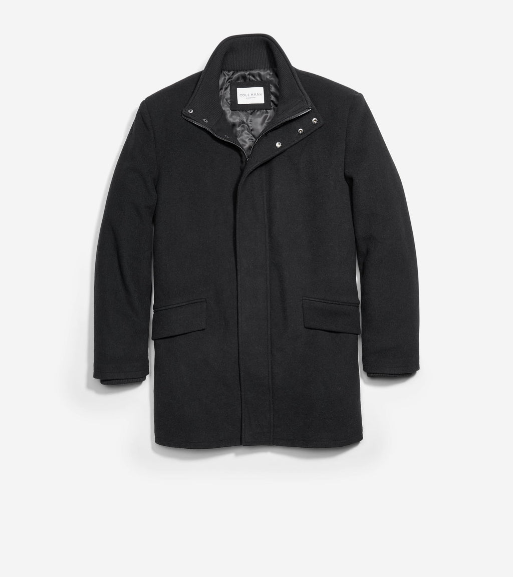 Men's Stand Collar Car Coat-Black
