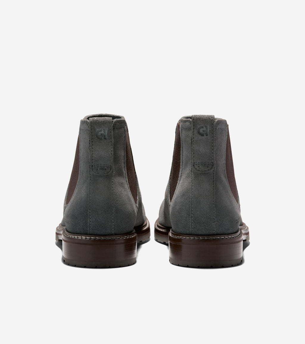 Men's Stockbridge Chelsea Waterproof Boots-Gray Pinstripe-Dark Chocolate