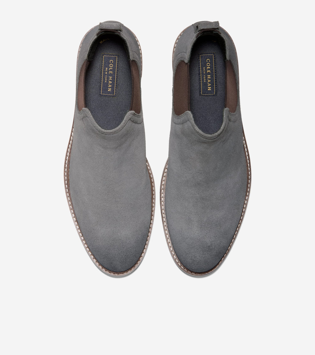 Men's Stockbridge Chelsea Waterproof Boots-Gray Pinstripe-Dark Chocolate