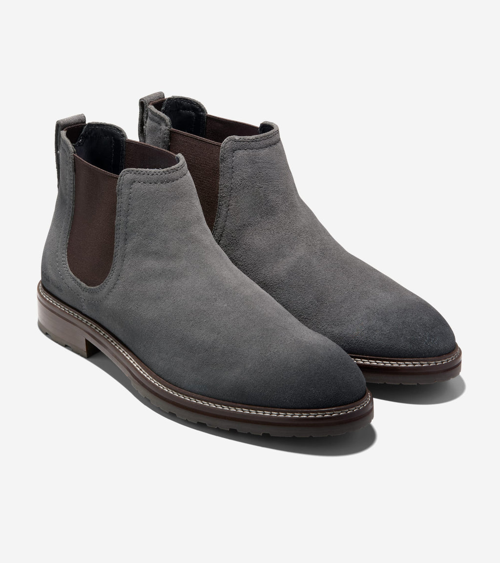 Men's Stockbridge Chelsea Waterproof Boots-Gray Pinstripe-Dark Chocolate