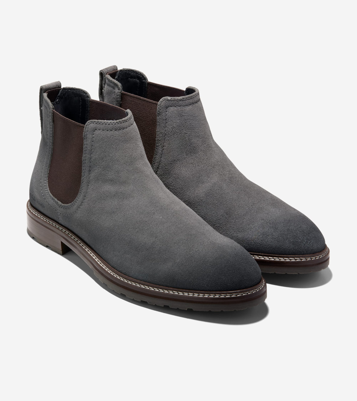 Men's Stockbridge Chelsea Waterproof Boots-Gray Pinstripe-Dark Chocolate