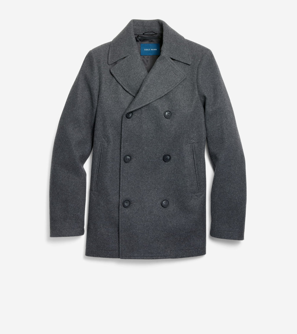 Men's Wool Peacoat-Charcoal