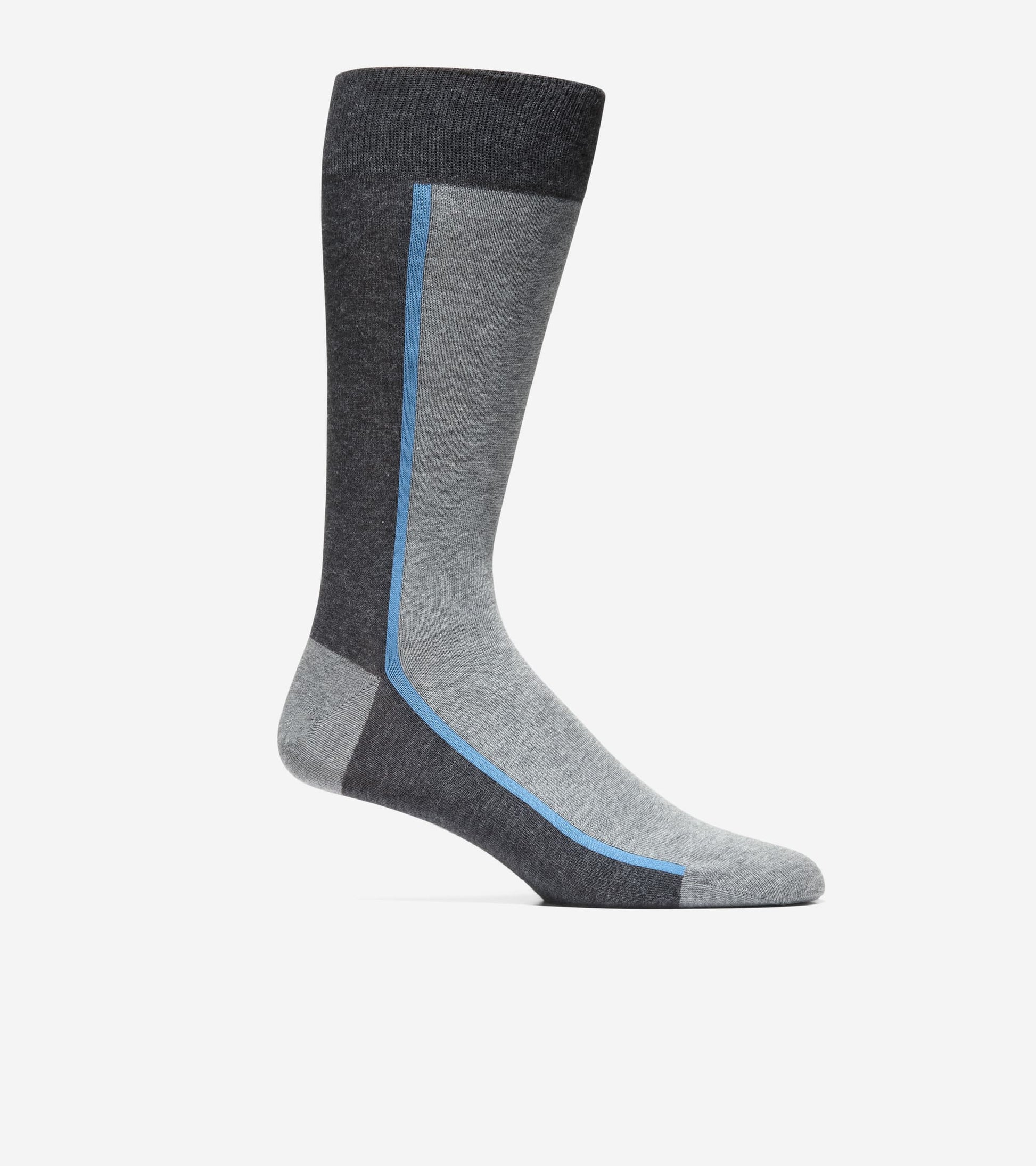 Men's Stripe Colorblock Dress Crew Socks-Medium Grey Heather
