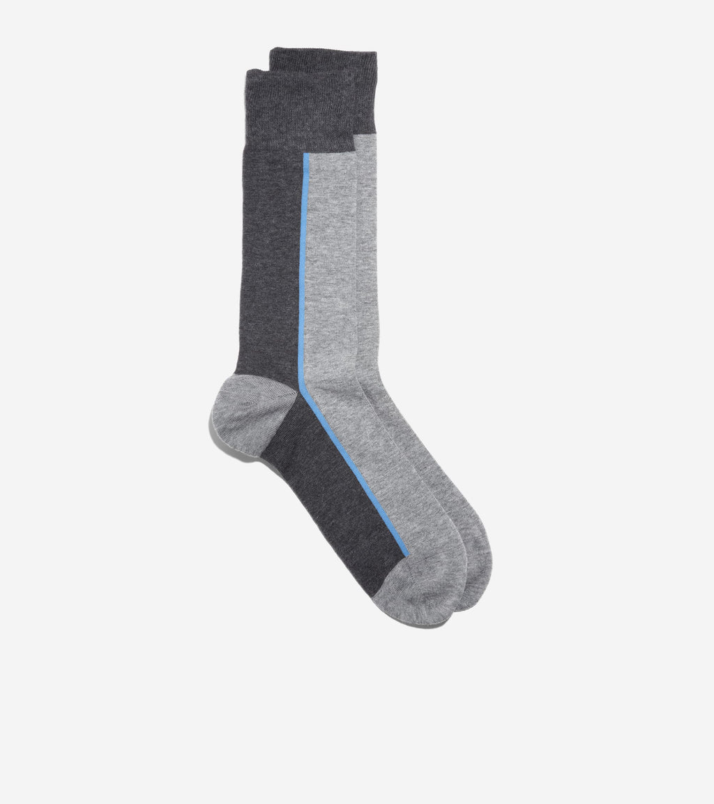Men's Stripe Colorblock Dress Crew Socks-Medium Grey Heather