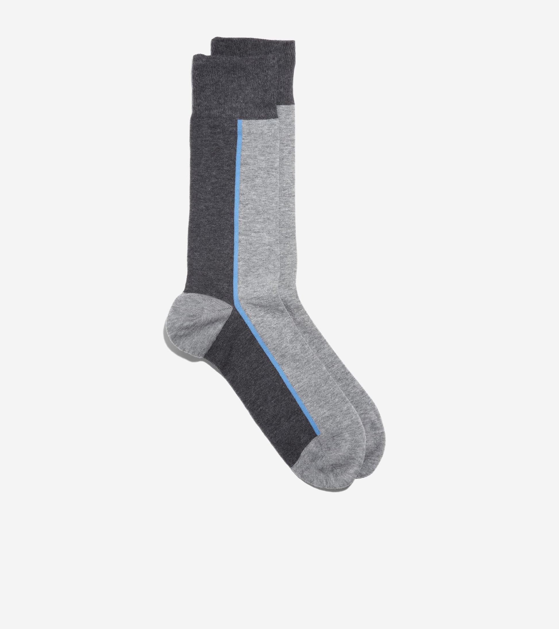 Men's Stripe Colorblock Dress Crew Socks-Medium Grey Heather