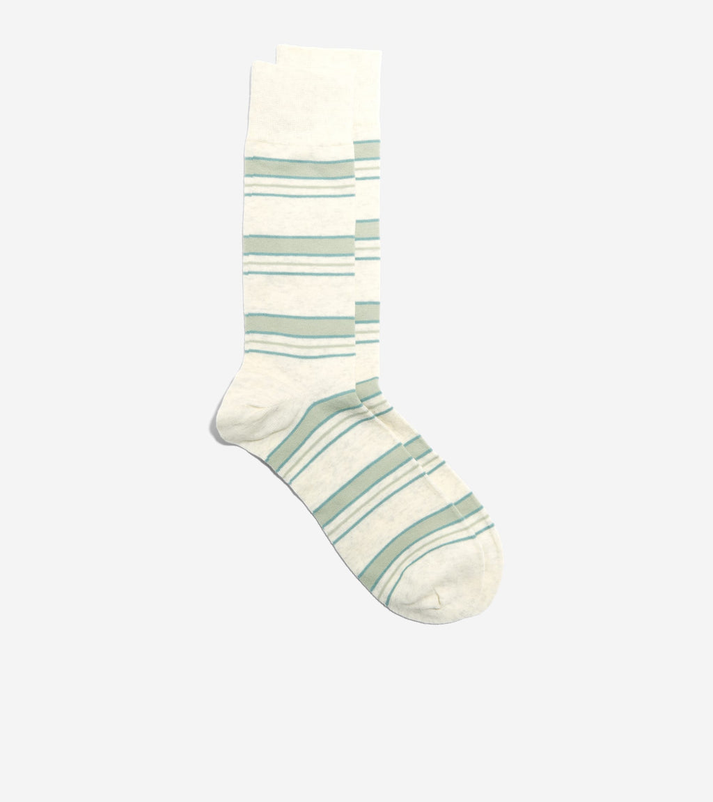 Men's Stripe Dress Crew Socks-Oatmeal Heather