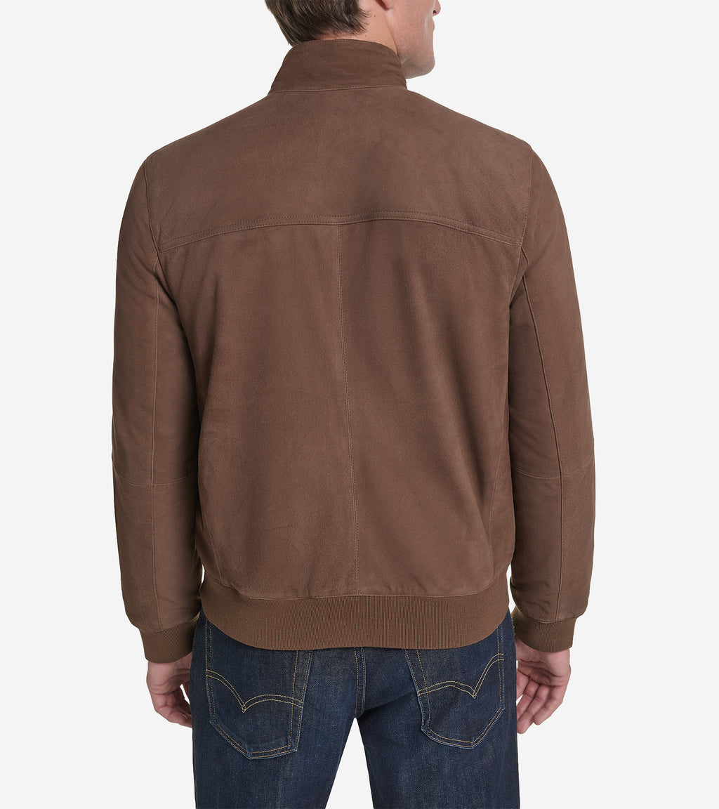 Men's Suede Harrington Jacket-Walnut