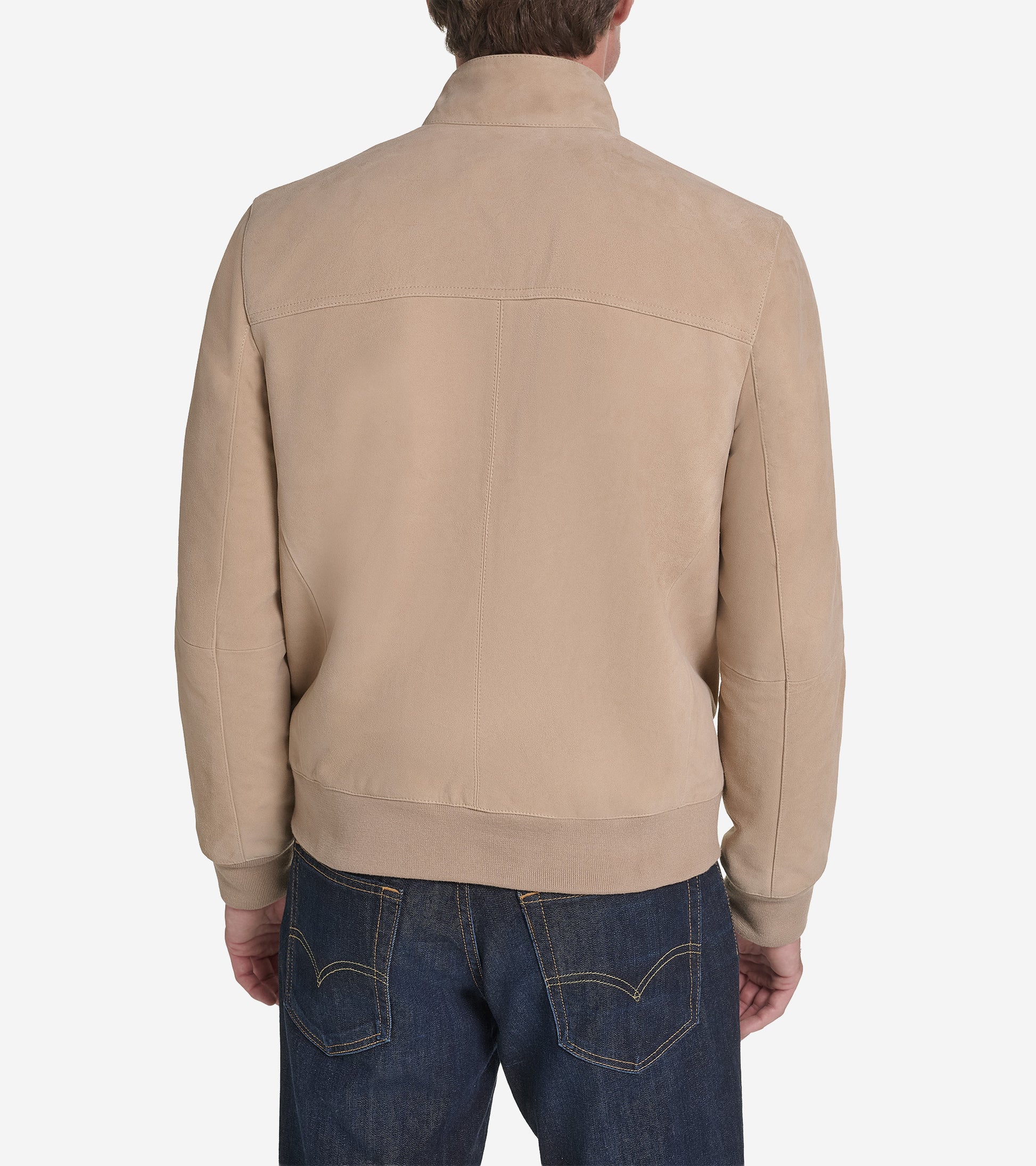 Men's Suede Harrington Jacket-Sand