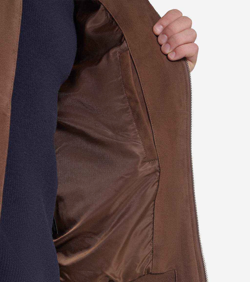 Men's Suede Harrington Jacket-Walnut