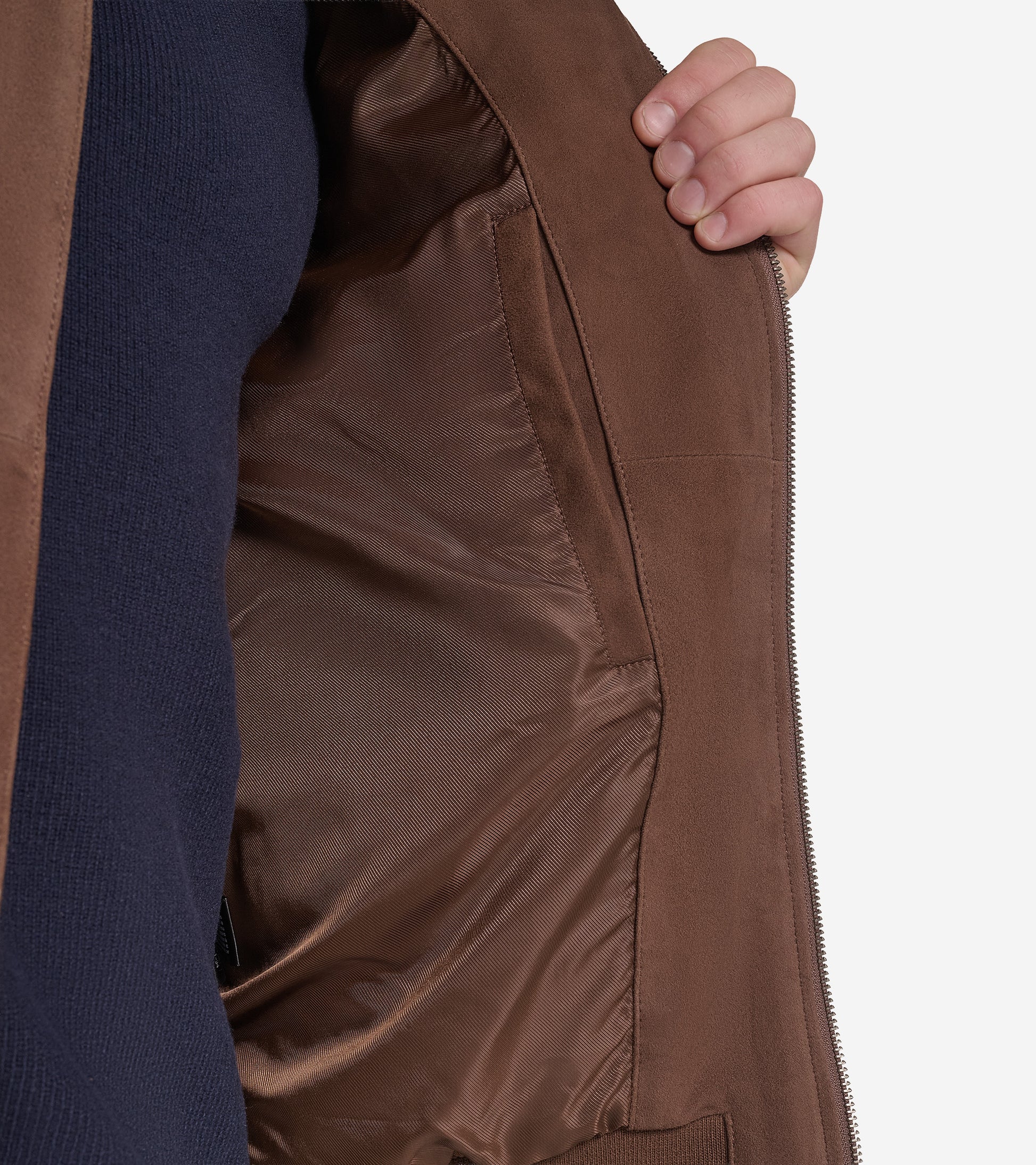 Men's Suede Harrington Jacket-Walnut