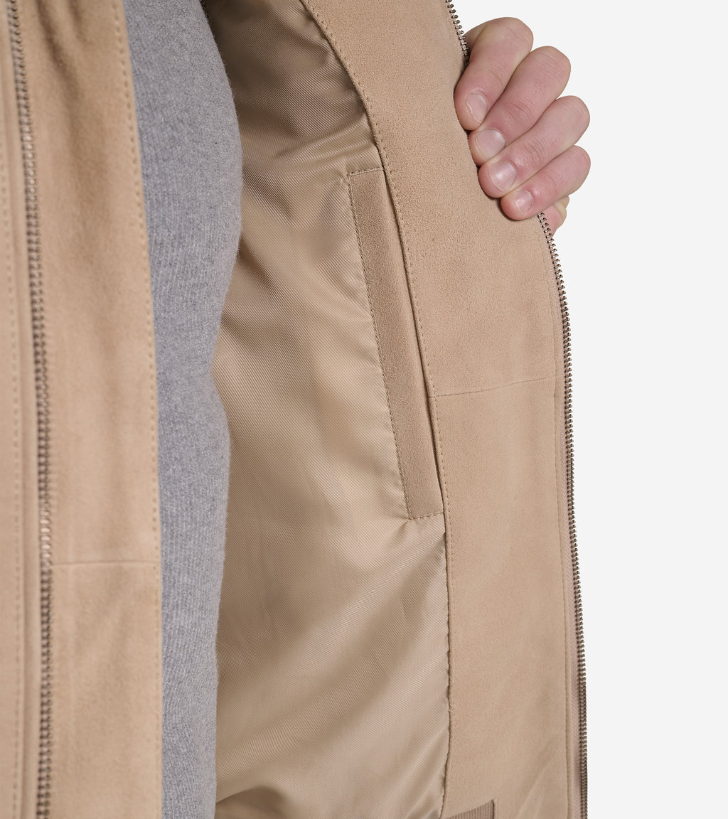 Men's Suede Harrington Jacket-Sand