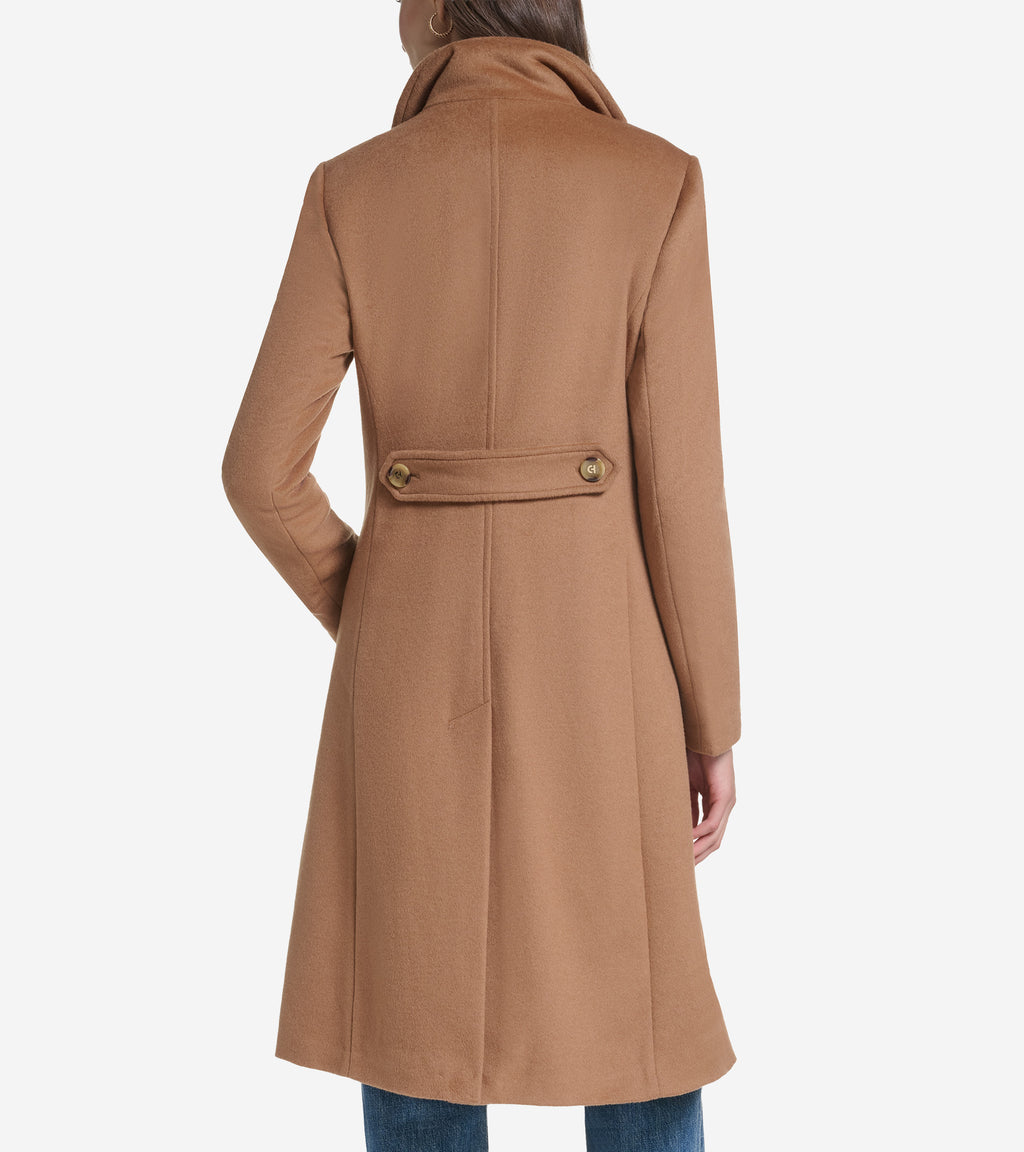 Women's Stand Collar Wool Coat-Camel