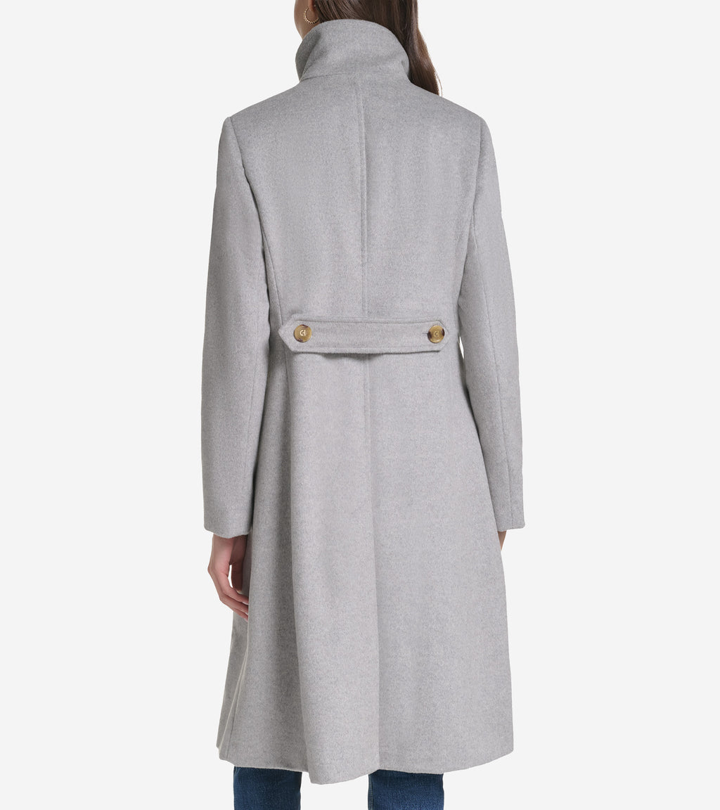 Women's Stand Collar Wool Coat-Light Grey