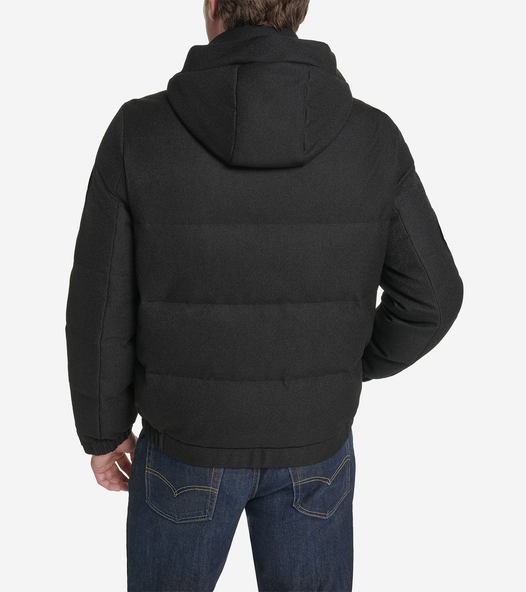 Stretch Twill Down Puffer Jacket-Black