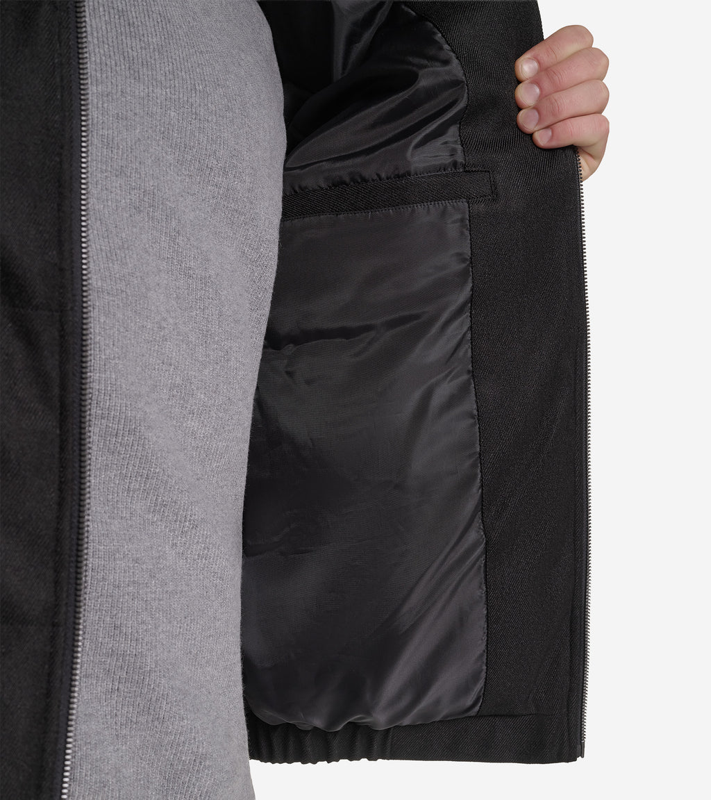 Stretch Twill Down Puffer Jacket-Black