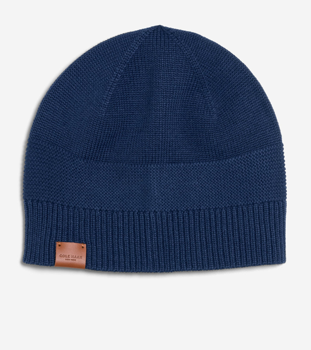 Men's Textured Midweight Beanie-Navy Blazer