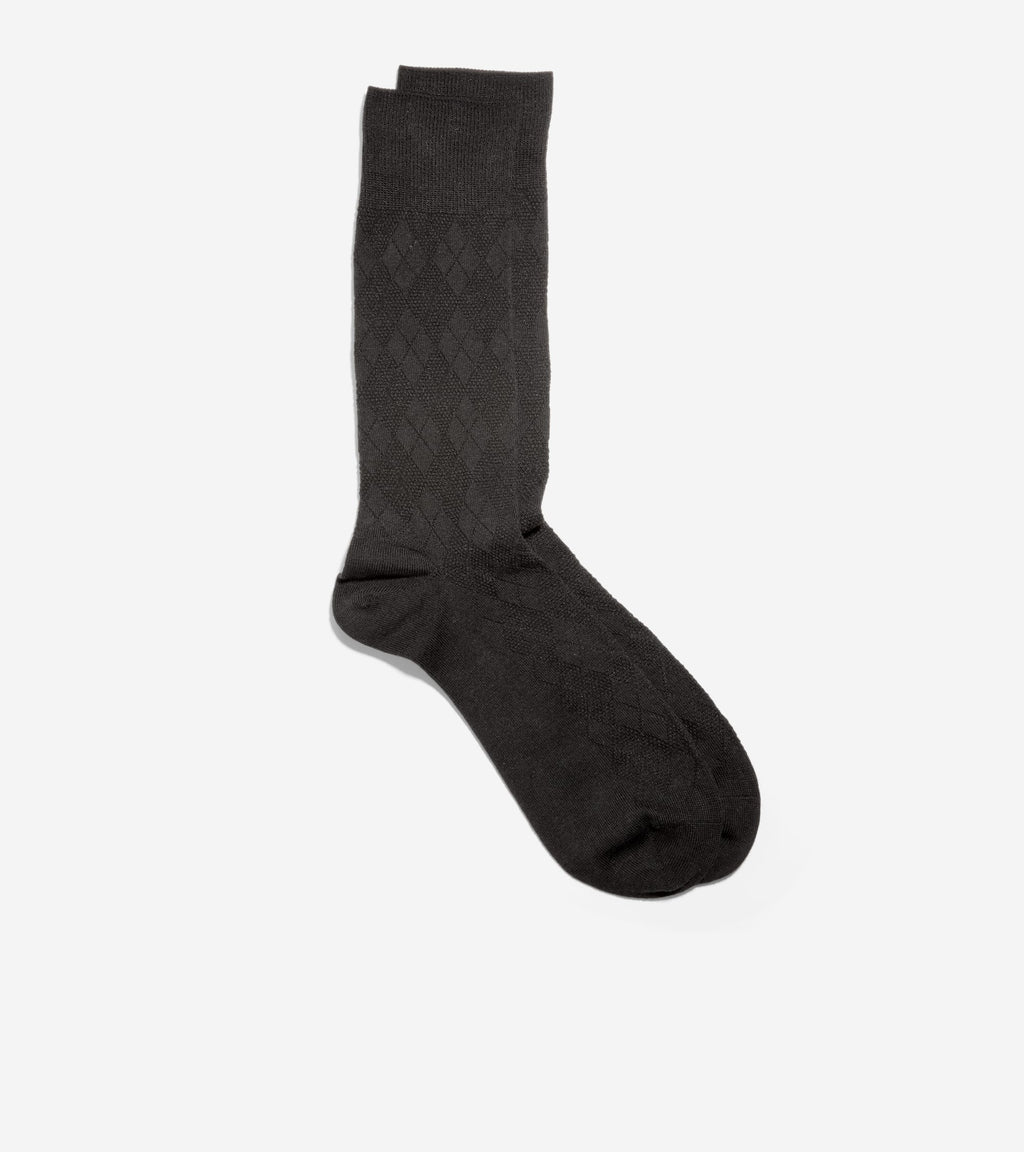 Men's Tonal Argyle Crew Socks-Black
