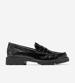 Women's Treena Lug Loafers-Black Croc Print