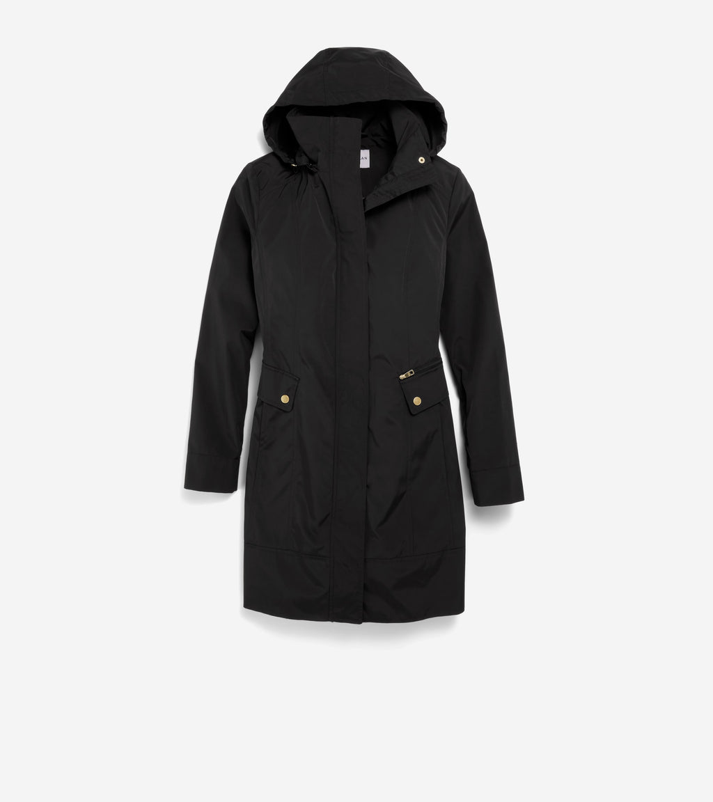 Women's Signature Packable Hooded Rain Jacket-Black