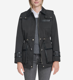 Women's Insulated Twill Rain Parka-Black