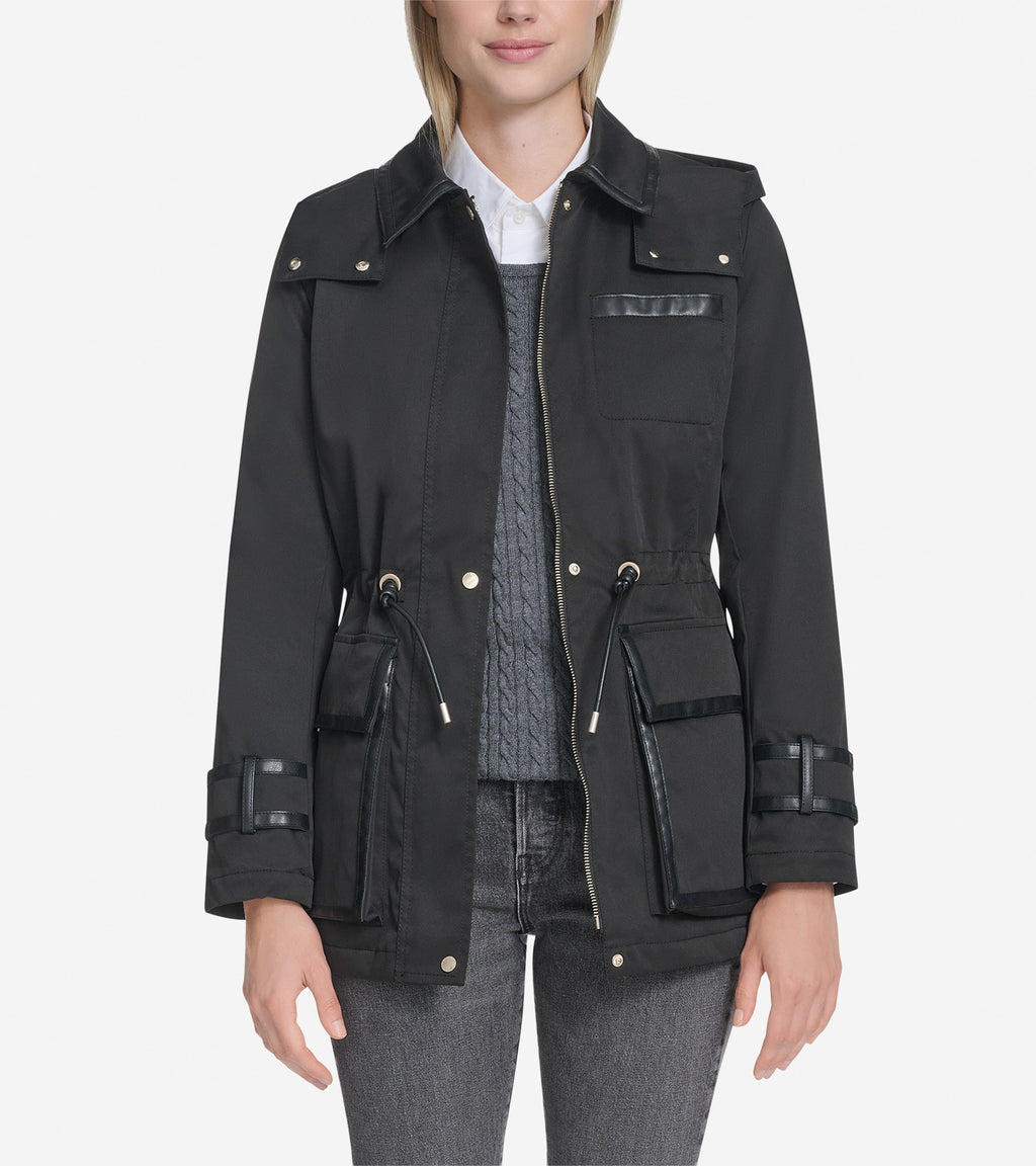 Women's Insulated Twill Rain Parka-Black