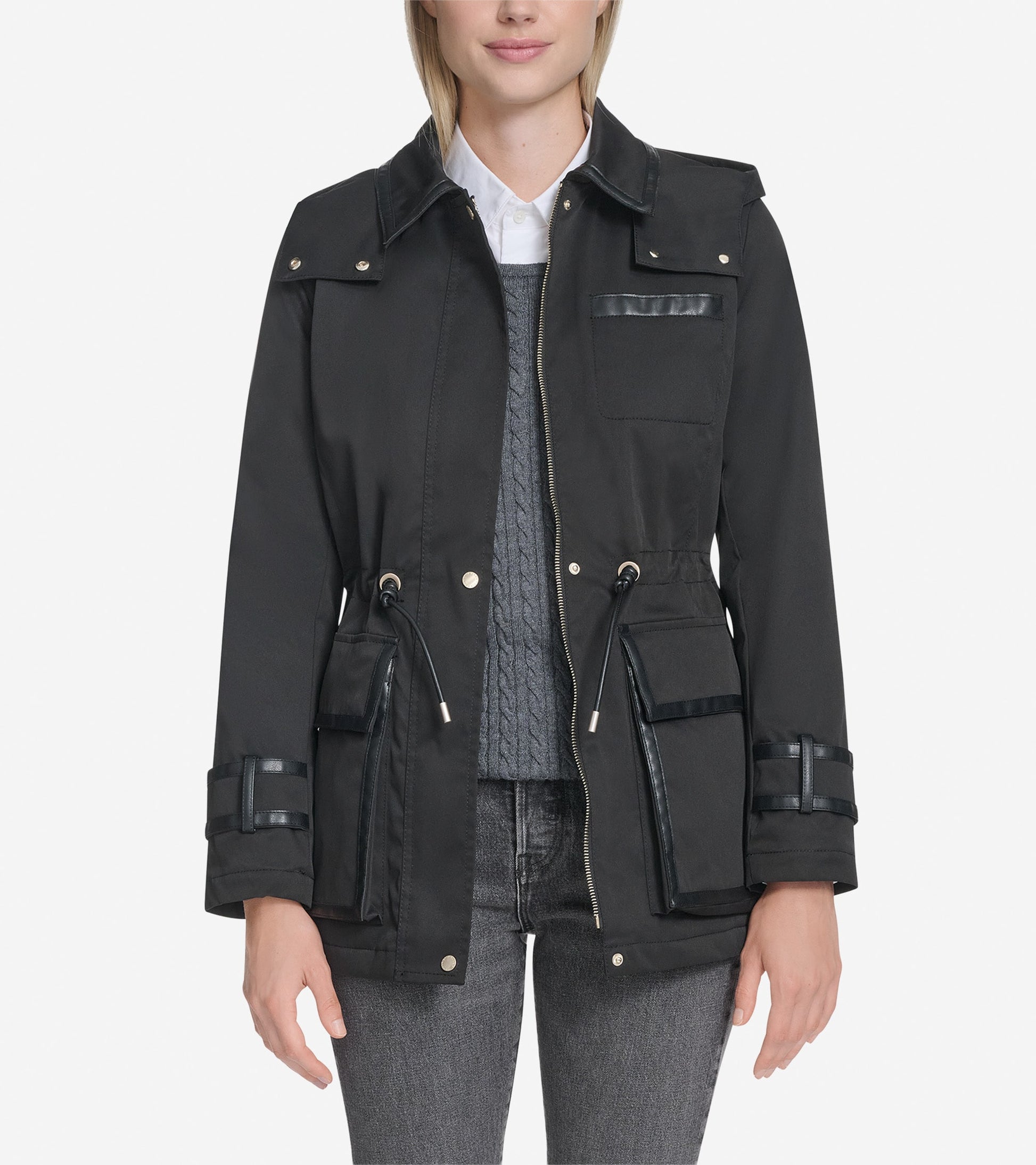Women's Insulated Twill Rain Parka-Black