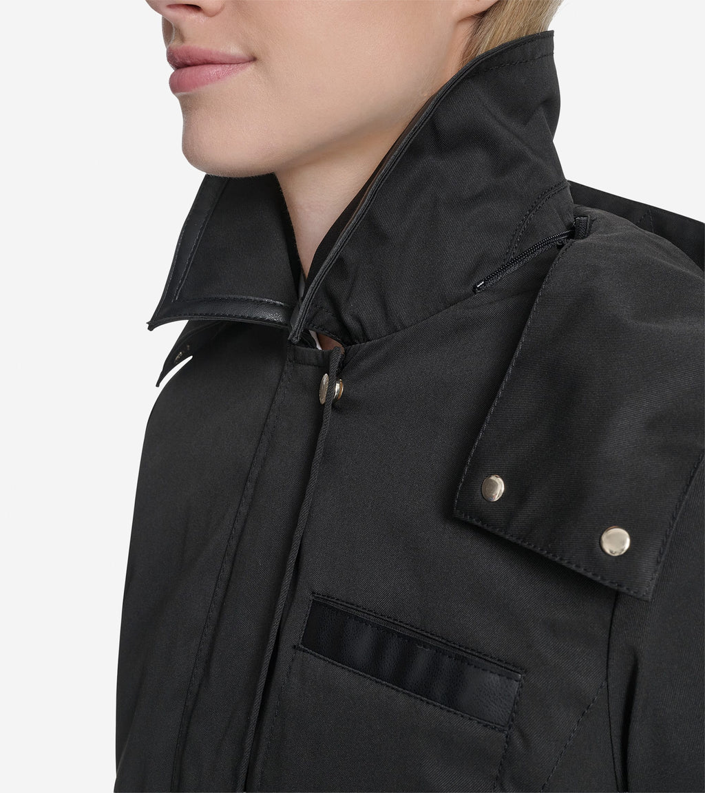 Women's Insulated Twill Rain Parka-Black
