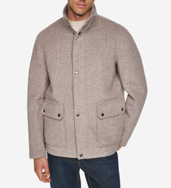 Men's Twill Wool Barn Jacket-Gray