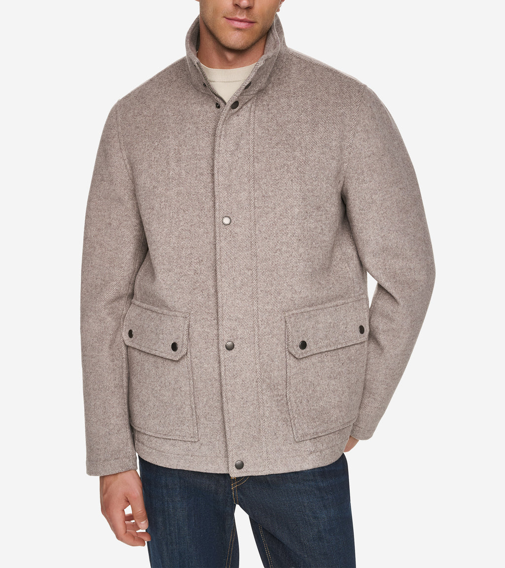 Men's Twill Wool Barn Jacket-Gray