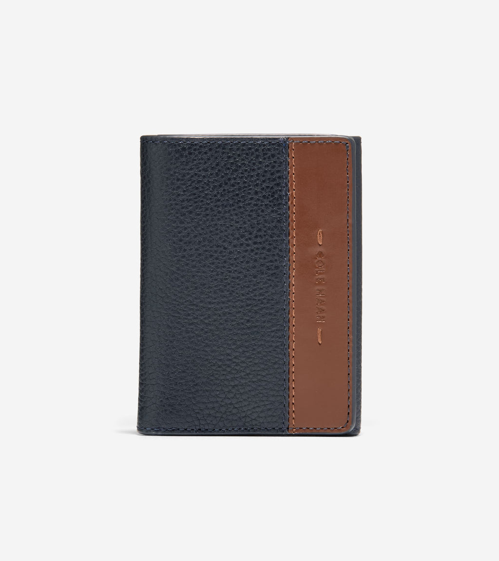 Men's Two Tone Z-Fold Wallet-Navy-Tan