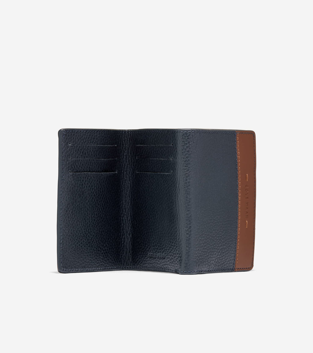 Men's Two Tone Z-Fold Wallet-Navy-Tan