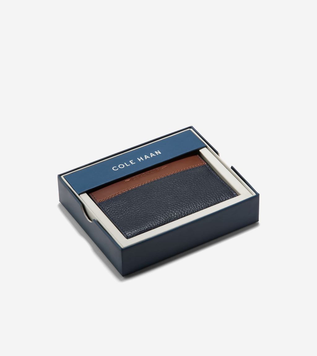 Men's Two Tone Z-Fold Wallet-Navy-Tan