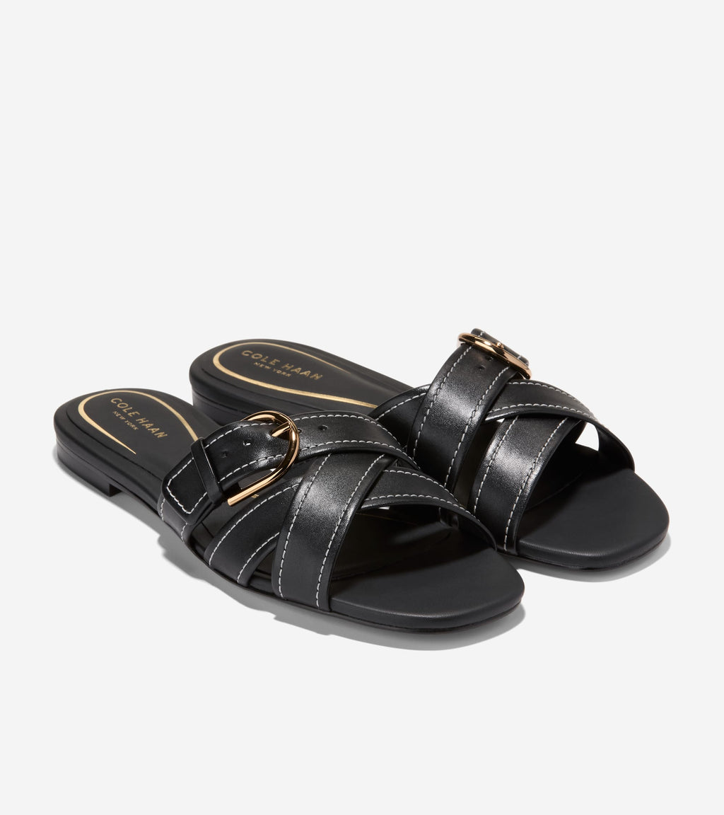 Women's Velma Buckle Slide Sandals-Black