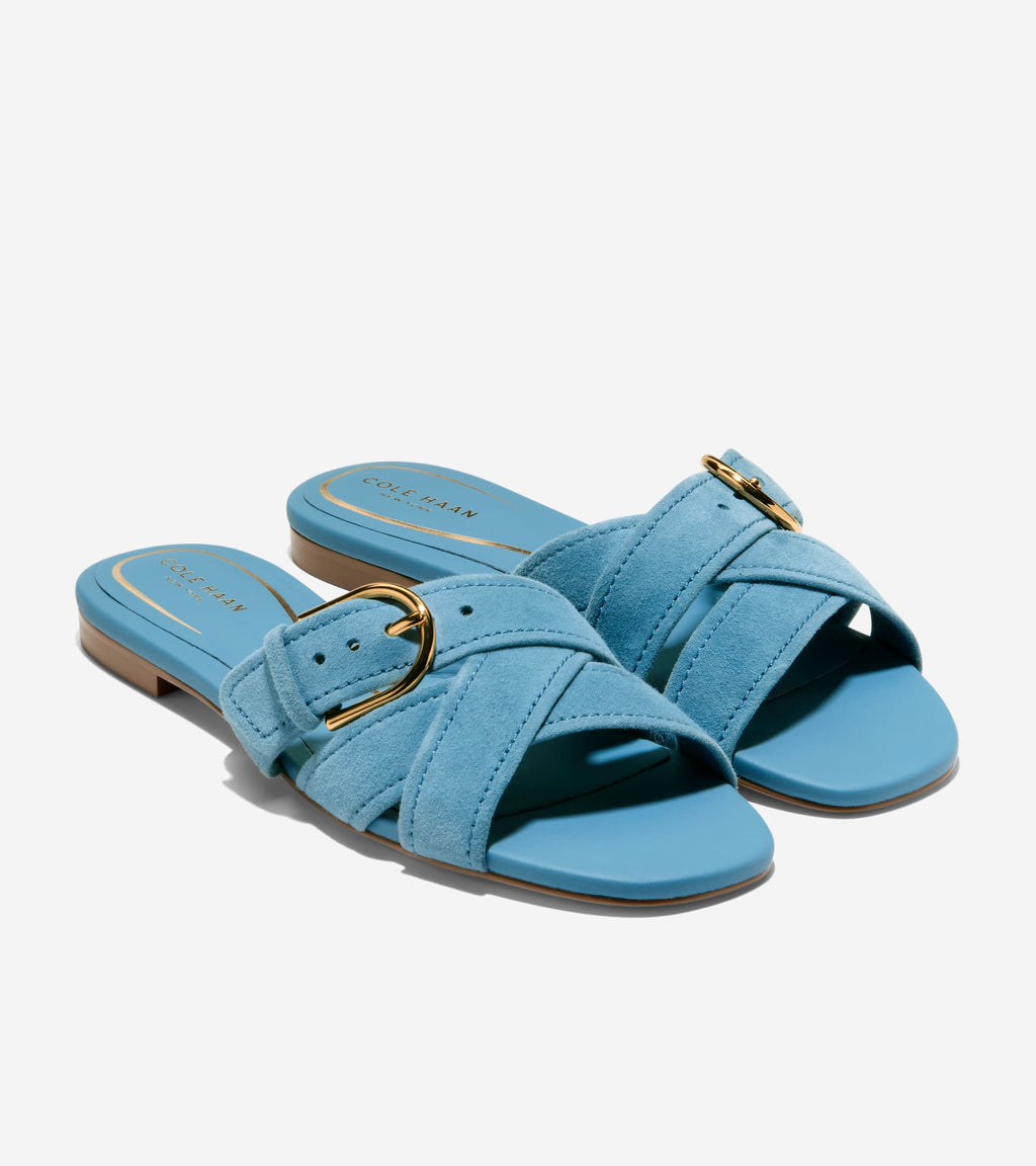 Women's Velma Buckle Slide Sandals-Provincial Blue
