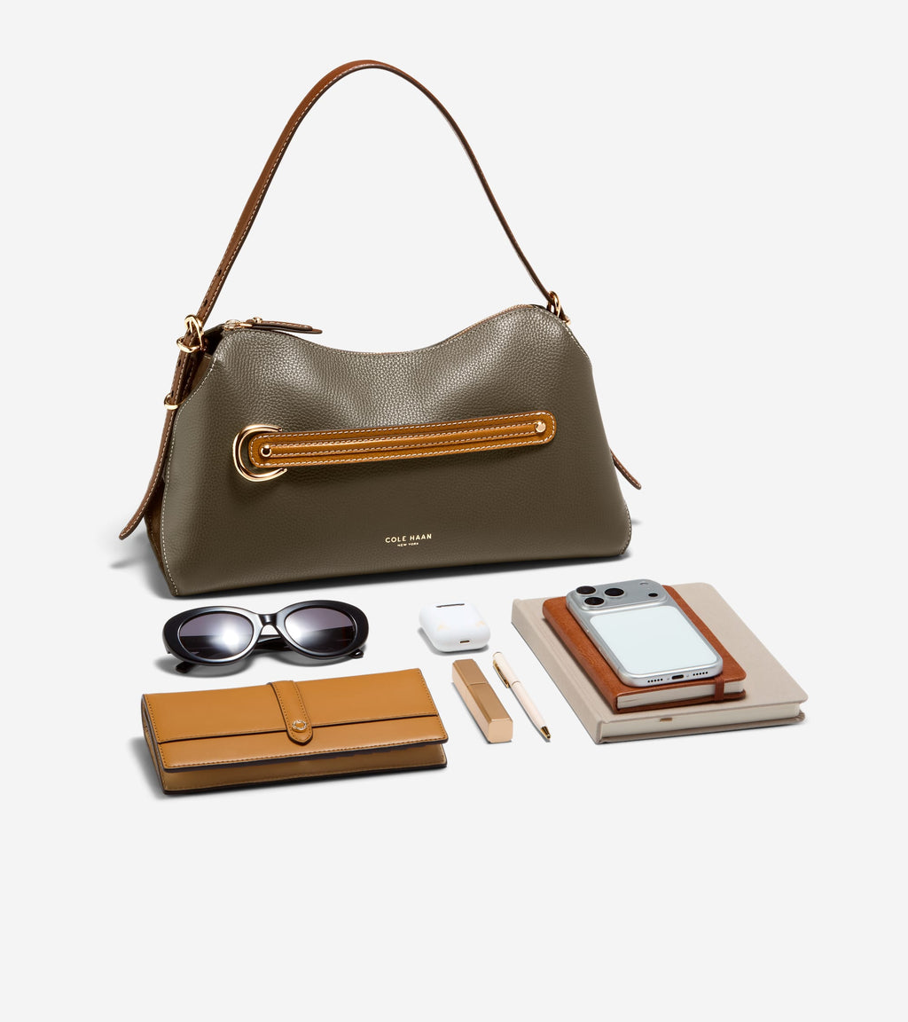 Women's Vivianne Shoulder Bag-Deep Olive-Golden Honey