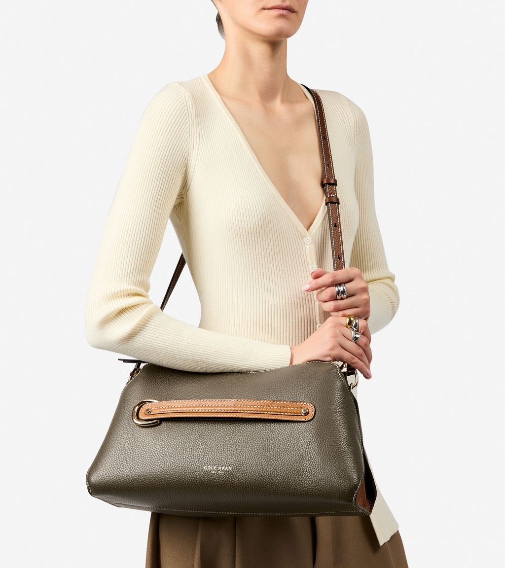 Women's Vivianne Shoulder Bag-Deep Olive-Golden Honey