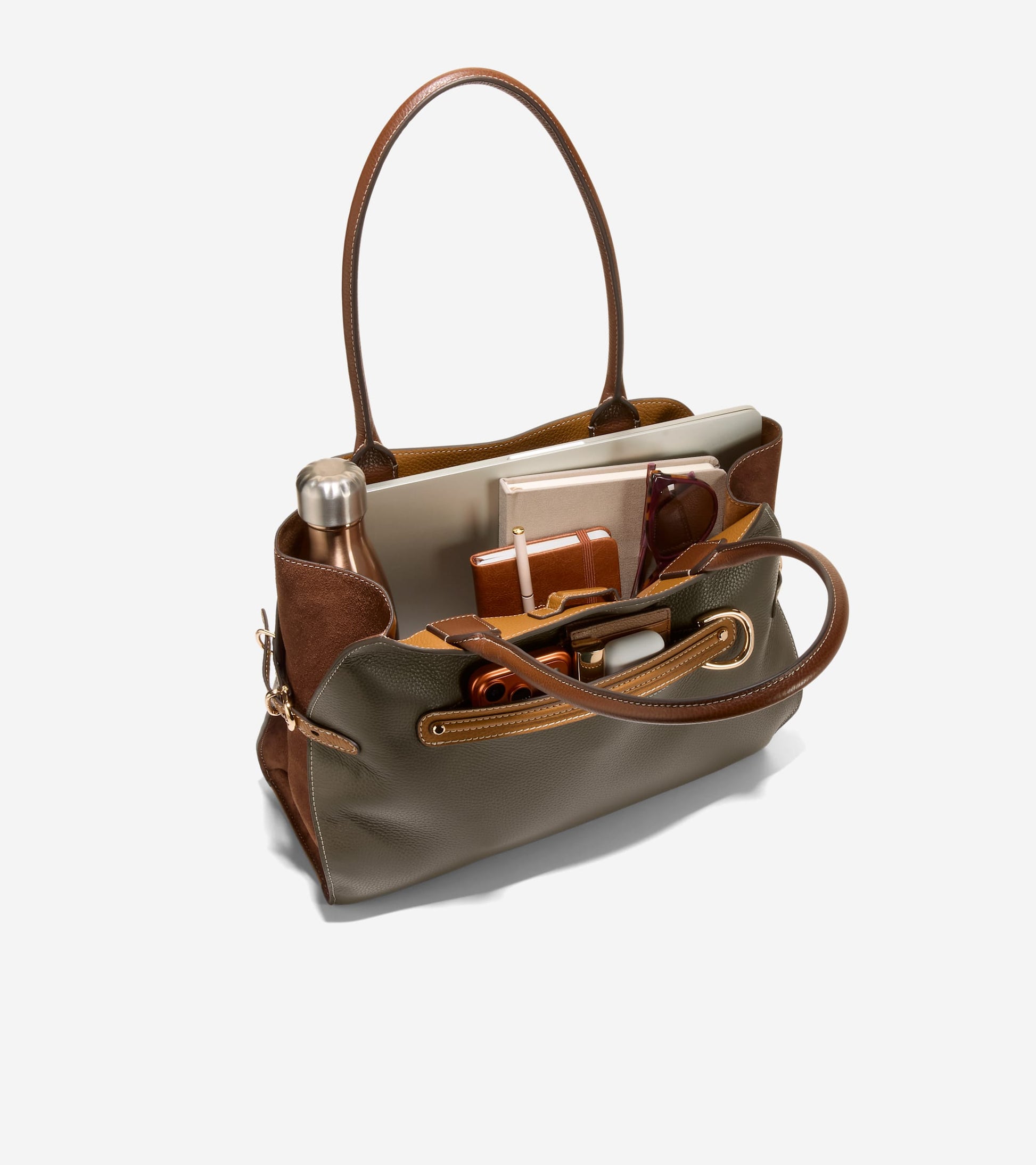 Women's Vivianne Tote Bag-Deep Olive-Golden Honey