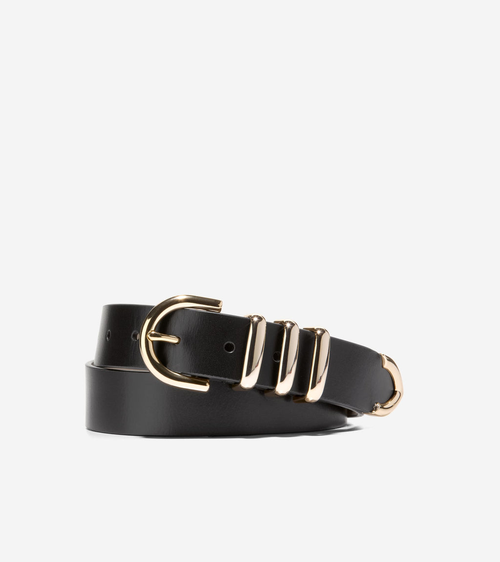 Cole Haan Women's Modern Triple Keeper Beveled Edge Leather Belt