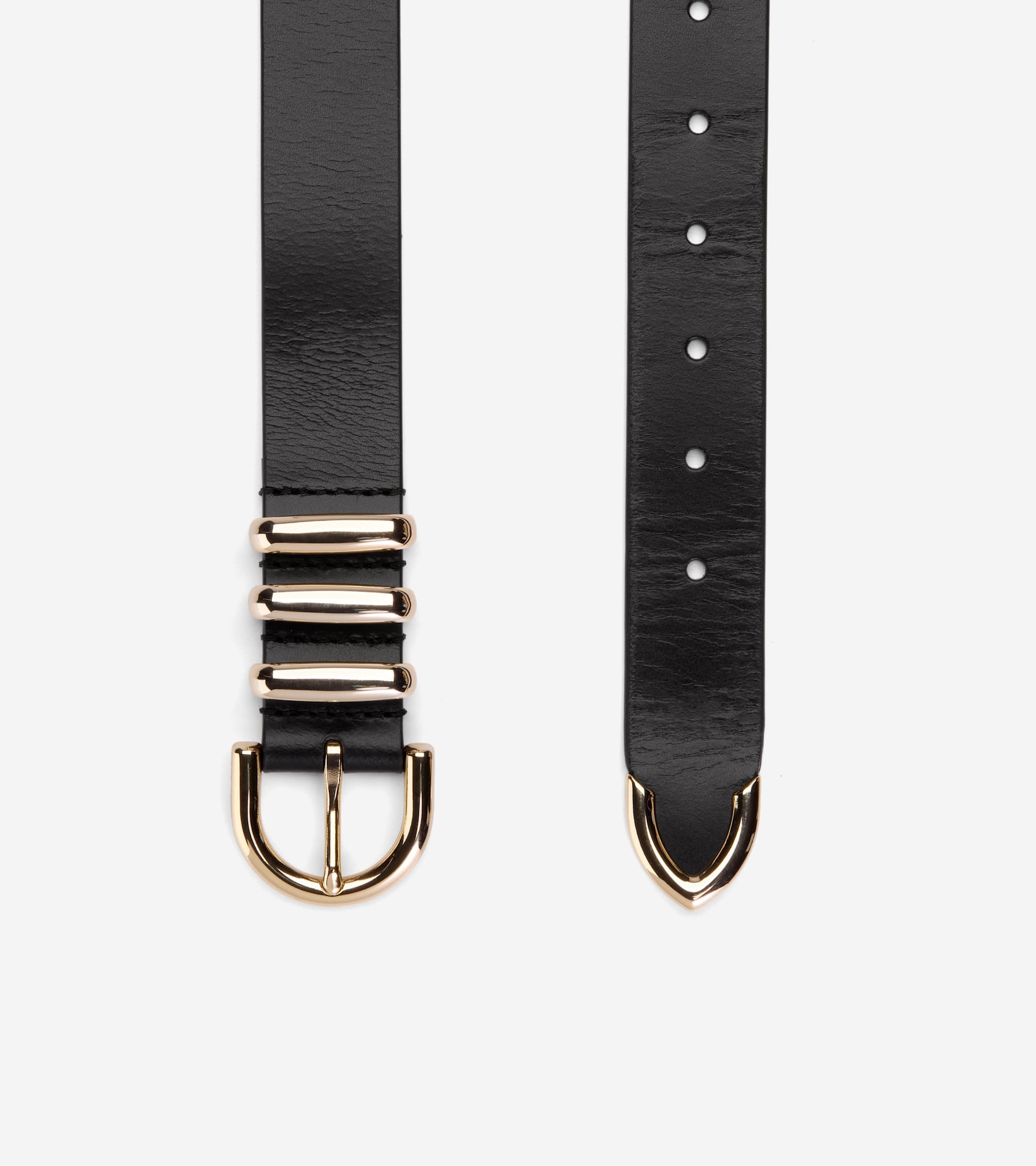 Beveled Edge Modern 3PC Belt Set-Black